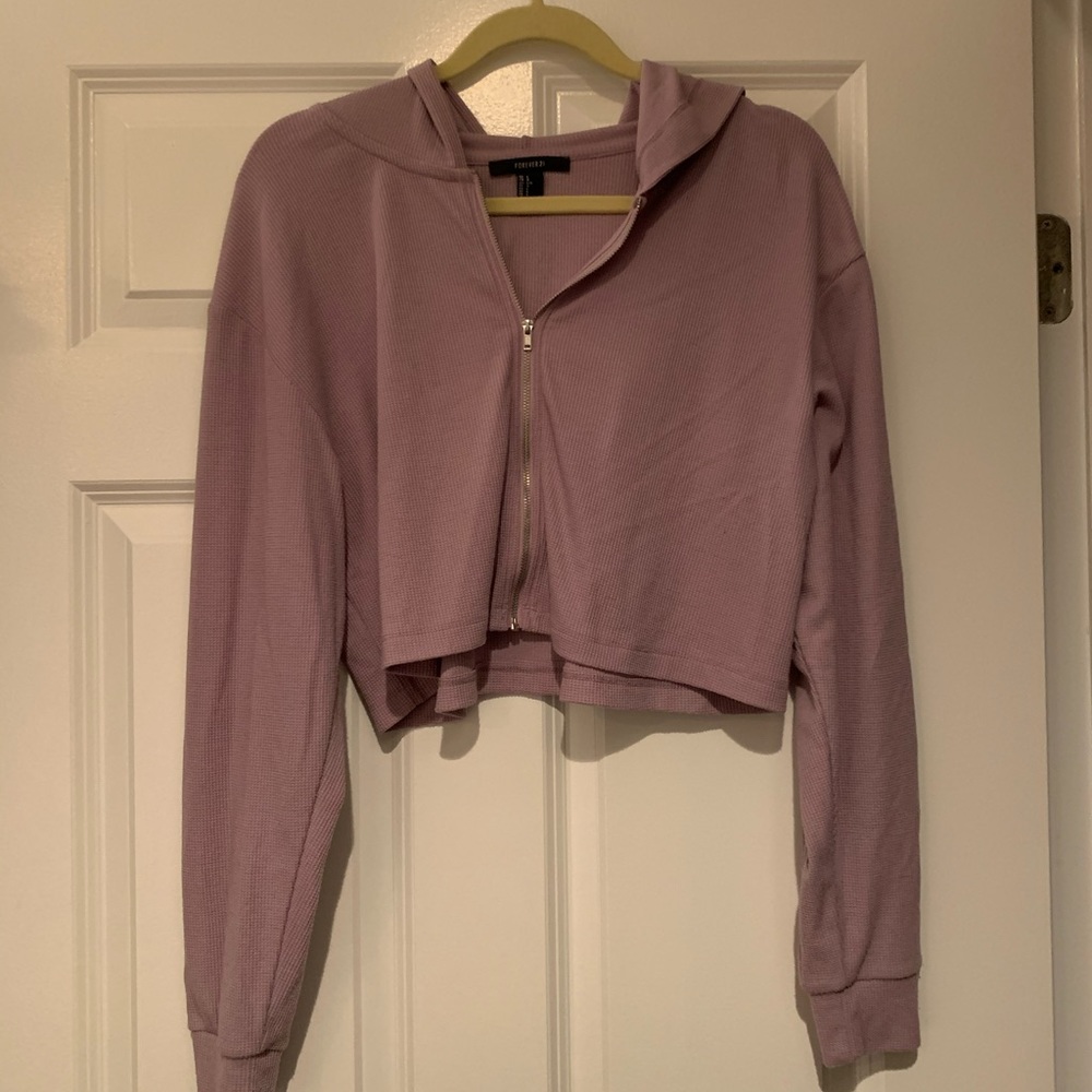 Cropped lavender zip up